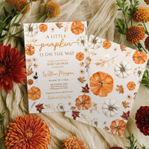 A Little Pumpkin Minimal Baby Shower Invitation