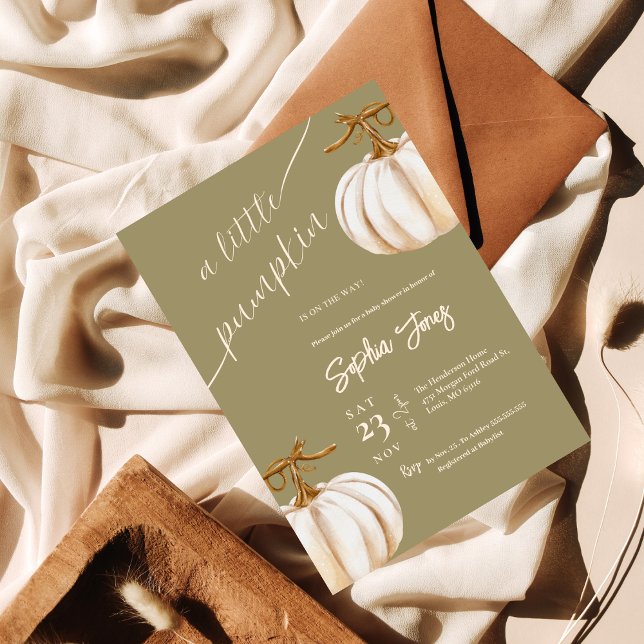 A little pumpkin Minimalist fall baby shower Invitation (Creator Uploaded)