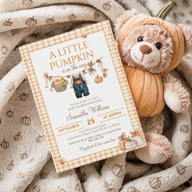A Little Pumpkin Modern Fall Baby Shower Invitation (Creator Uploaded)