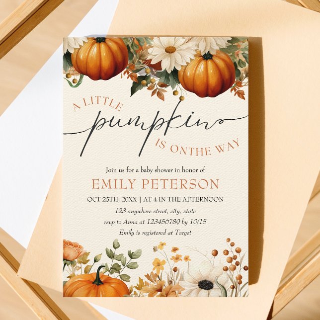 A little pumpkin | Modern Minimal Fall Baby Shower Invitation (Creator Uploaded)