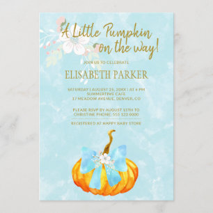 A little pumpkin on the way autumn baby boy shower invitation