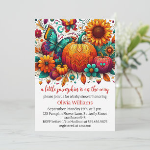 a little pumpkin on the way baby shower invitation