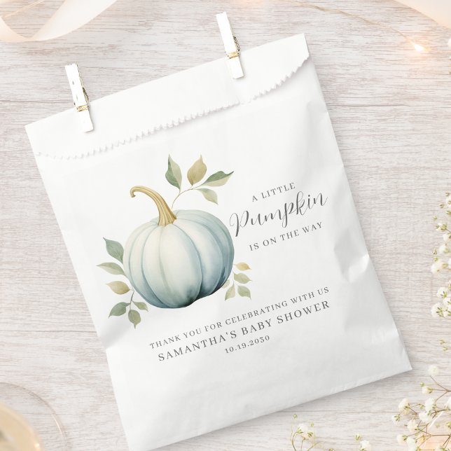 A Little Pumpkin On The Way Blue Baby Shower Favour Bag (Creator Uploaded)