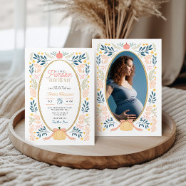 A little Pumpkin on the Way Bow Baby Shower Photo Invitation
