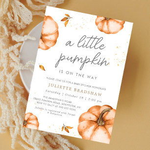 A Little Pumpkin On The Way Fall Baby Shower Invitation