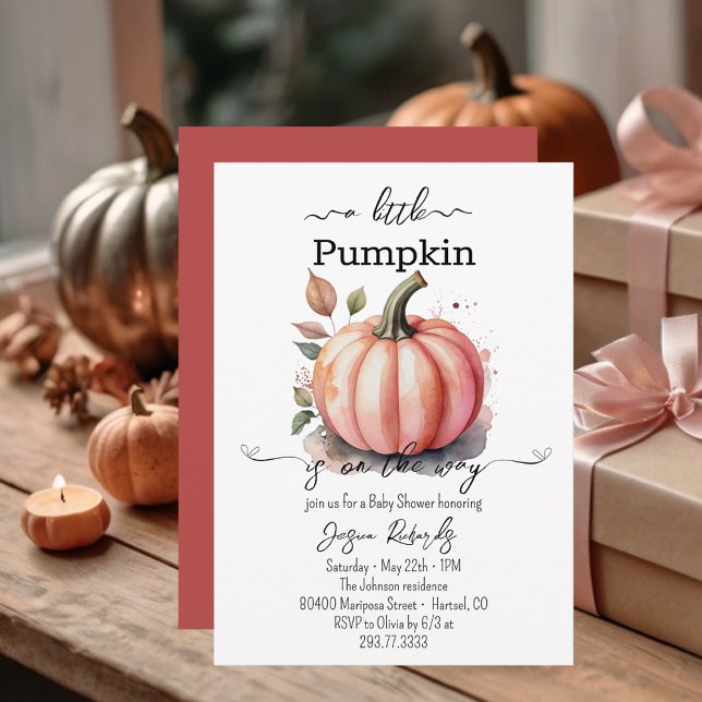 A Little Pumpkin Pink Baby Shower Invitation (Creator Uploaded)