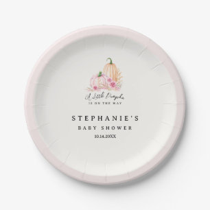 A Little Pumpkin Pink Baby Shower Paper Plate