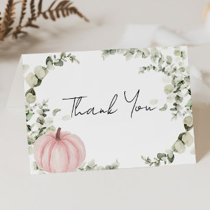 A Little Pumpkin Pink Baby Shower Thank You Card