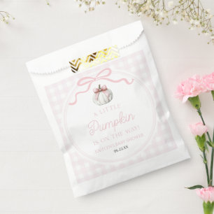 A Little Pumpkin Pink Bow Fall Baby Shower Favour Bag