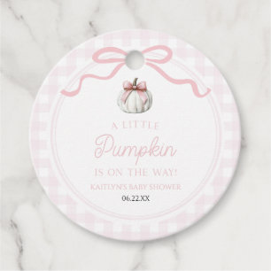 A Little Pumpkin Pink Bow Fall Baby Shower Favour Tags
