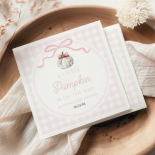 A Little Pumpkin Pink Bow Fall Baby Shower Napkin