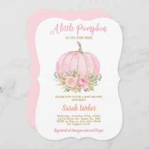 A little pumpkin pink fall baby shower girl invitation
