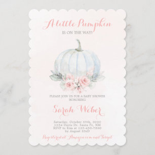 A little pumpkin pink fall baby shower girl invitation