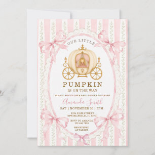 A Little Pumpkin Princess Pink Bow Baby Shower Invitation