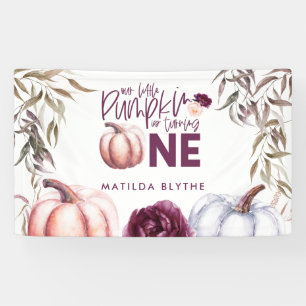 A little pumpkin purple floral fall birthday banne banner