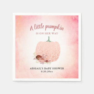 A Little Pumpkin Rose Gold Baby Shower Napkin