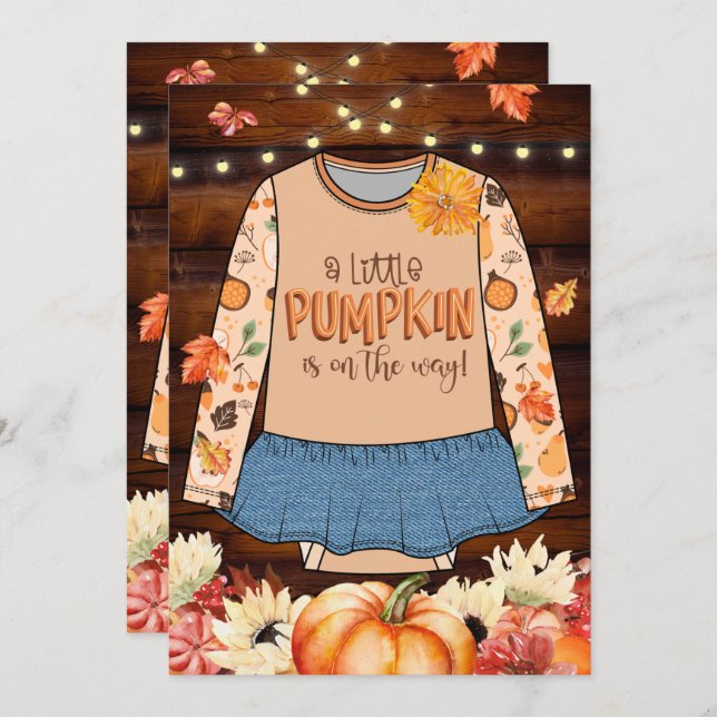 A Little Pumpkin Rustic Baby Shower Invitation (Front/Back)