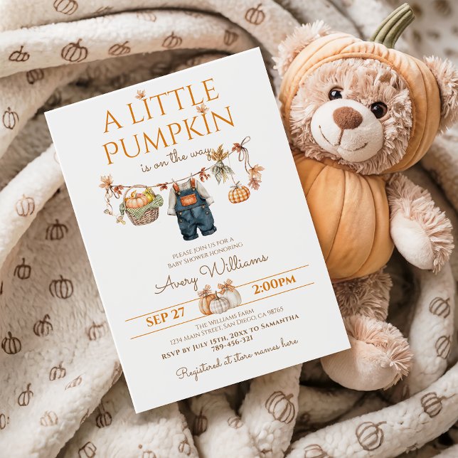 A Little Pumpkin Rustic Boho Fall Baby Shower Invitation (Creator Uploaded)