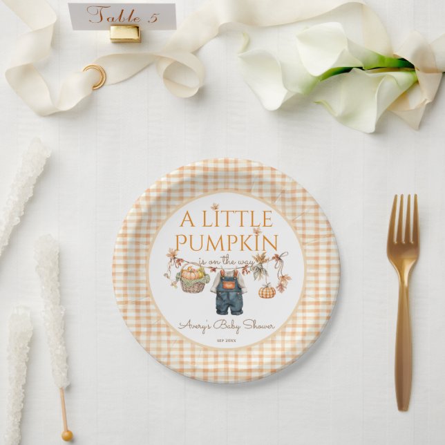 A Little Pumpkin Rustic Boho Fall Baby Shower Paper Plate (Wedding)
