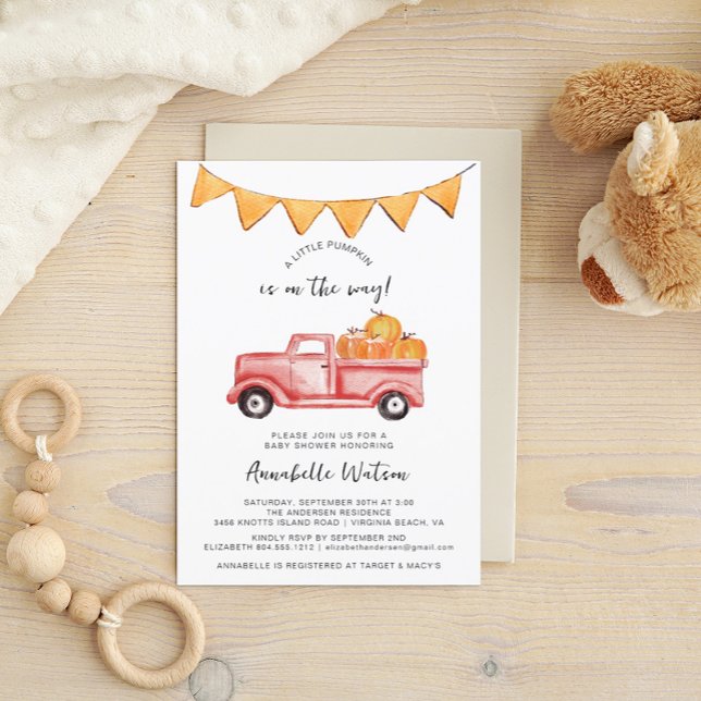 A Little Pumpkin Rustic Fall Baby Shower  Invitation (Creator Uploaded)