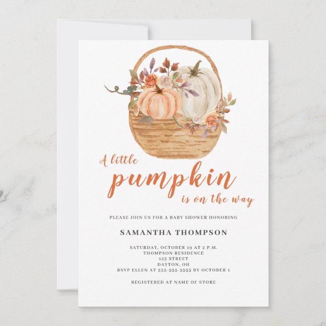 A Little Pumpkin Rustic Fall Baby Shower  Invitation (Front)