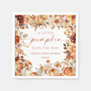 A Little Pumpkin Rustic Floral Baby Shower Napkin