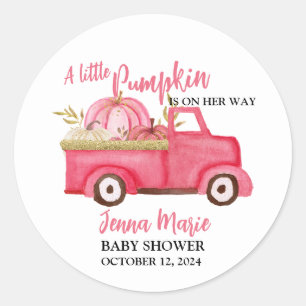 A Little Pumpkin Rustic Pink Truck Classic Round Sticker