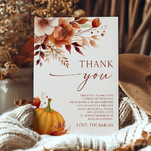 A Little Pumpkin Rusty Burgundy Floral Baby Shower Thank You Card