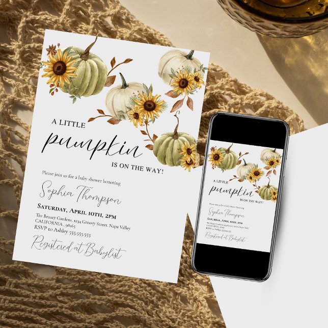 A little pumpkin | Sunflower | Fall baby shower  Invitation (Creator Uploaded)