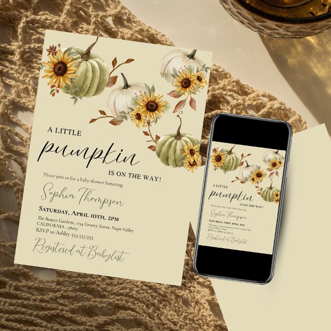 A little pumpkin | Sunflower | Fall baby shower Invitation (Creator Uploaded)