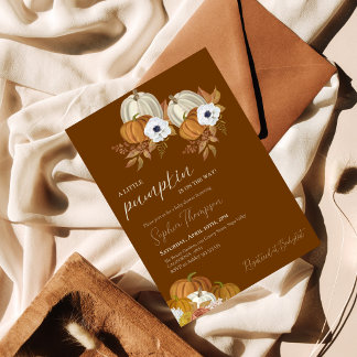 A little pumpkin Sunflower Fall baby shower  Invitation
