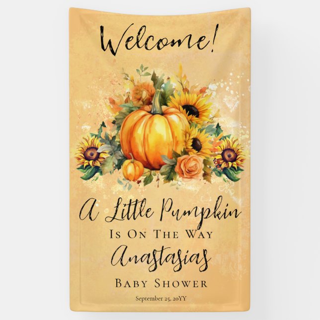 A Little Pumpkin | Sunflowers Fall Baby Shower Banner (Vertical)