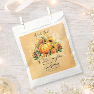 A Little Pumpkin   Sunflowers Fall Baby Shower Favour Bag