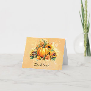 A Little Pumpkin   Sunflowers Fall Baby Shower Thank You Card