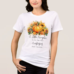 A Little Pumpkin   Sunflowers Fall Baby Shower Tri-Blend Shirt