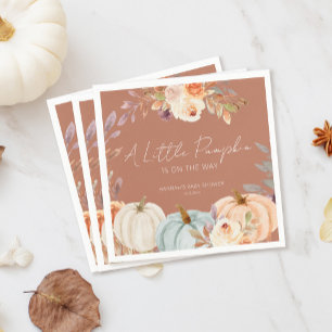 A Little Pumpkin Terracotta Fall Baby Shower Napkin