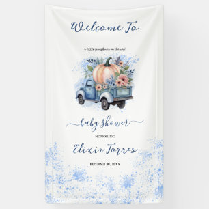 A Little Pumpkin Truck Watercolor Baby Shower Banner