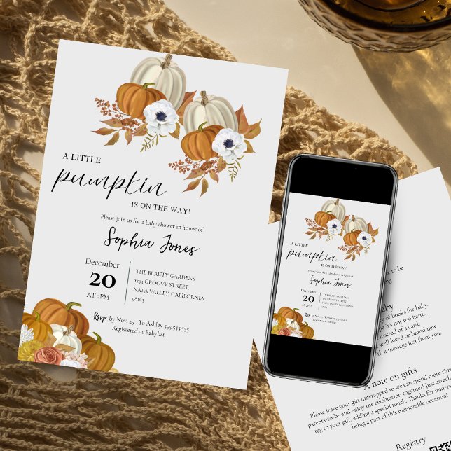 A Little Pumpkin | Watercolor Floral baby shower  Invitation (Creator Uploaded)