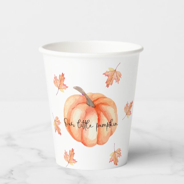 A Little Pumpkin Watercolor Halloween Fall  Paper Cups (Front)