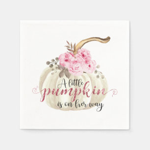 A Little Pumpkin Watercolor Pink Floral Napkin