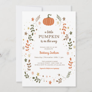 A Little Pumpkin White Fall Baby Shower Invitation
