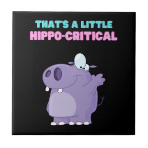 A Little Purple Hippo Critical Funny Hippopotamus Ceramic Tile