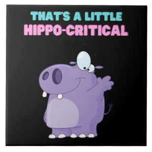 A Little Purple Hippo Critical Funny Hippopotamus Ceramic Tile