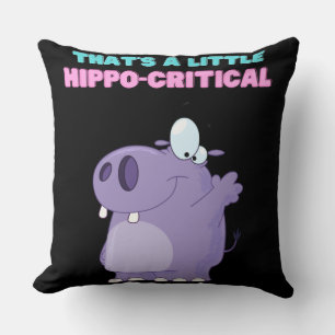 A Little Purple Hippo Critical Funny Hippopotamus Cushion