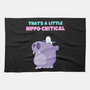 A Little Purple Hippo Critical Funny Hippopotamus Tea Towel