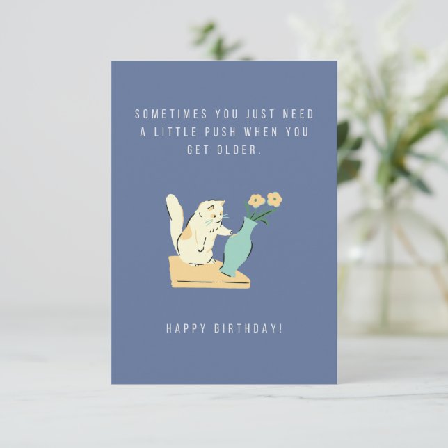 A Little Push Birthday Card (Standing Front)