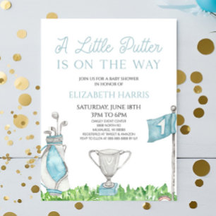 A Little Putter Blue Golf Baby Shower Invitation