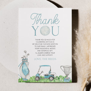A Little Putter Blue Golf Baby Shower Thank You Card