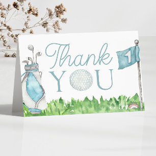 A Little Putter Blue Golf Baby Shower Thank You Card