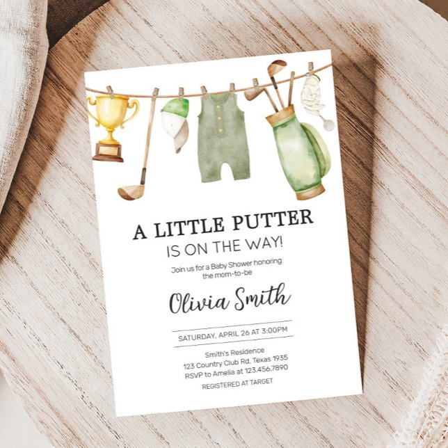 A Little Putter Golf Baby Shower Invitation (Gender Neutral Golf Baby Shower Invitation
)